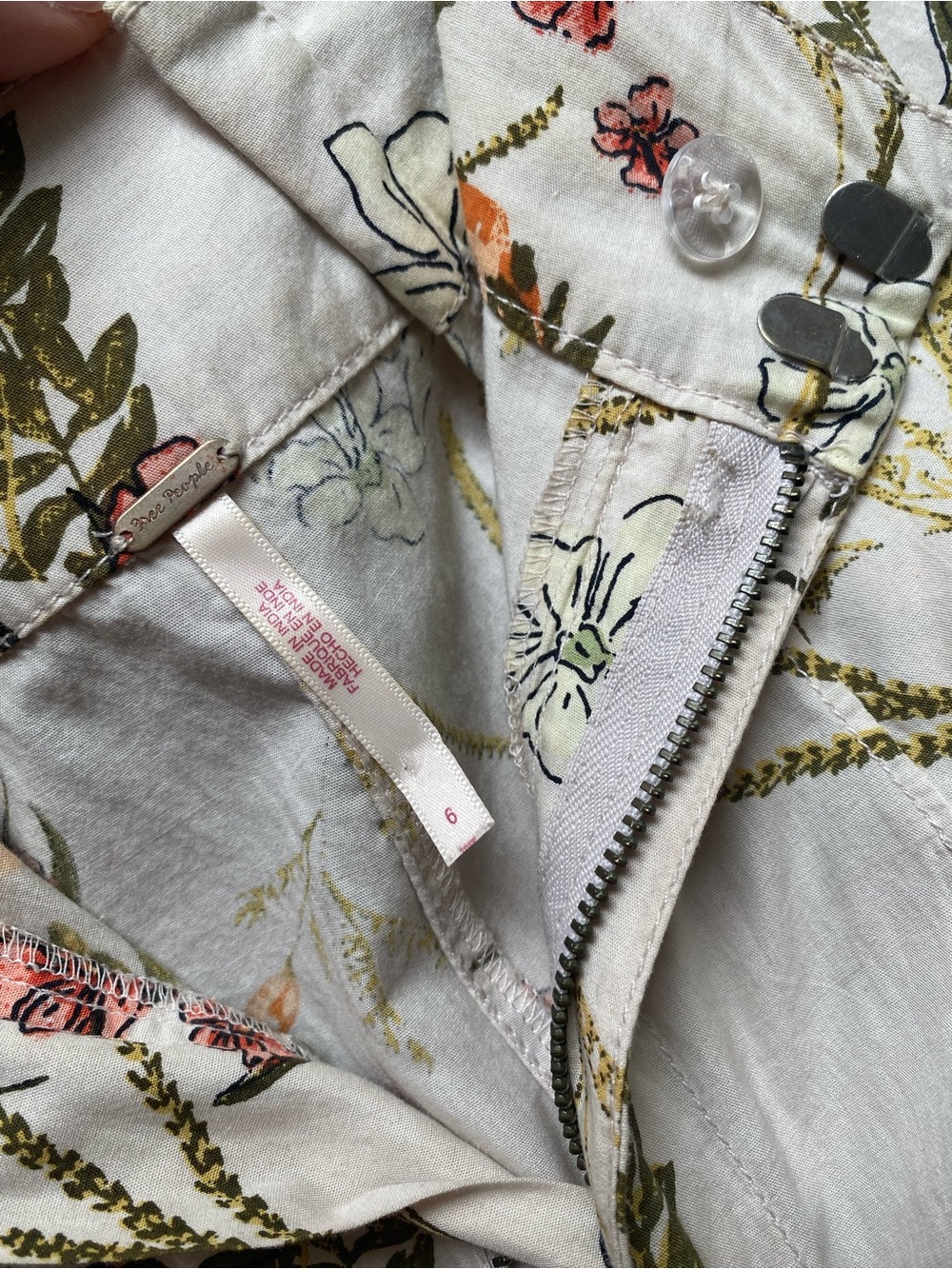 Free People Cream Floral Wide-Leg Crop Pants - Picture 2 of 12